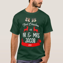 Camiseta Nosso Primeiro Natal como Sr. e Sra. Newlywing