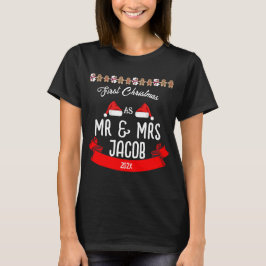 Camiseta Nosso Primeiro Natal como Sr. e Sra. Newlywing