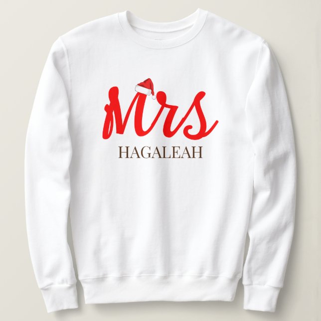 Camiseta Nosso Primeiro Natal como Sr. e Sra. Newlywing (Frente do Design)