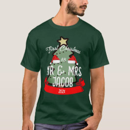 Camiseta Nosso Primeiro Natal como Sr. e Sra. Newlywing