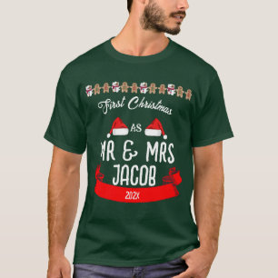 Camiseta Nosso Primeiro Natal como Sr. e Sra. Newlywing