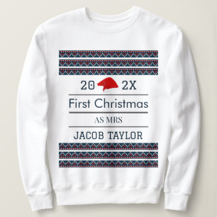 Camiseta Nosso Primeiro Natal como Sr. e Sra. Newlywing T-S