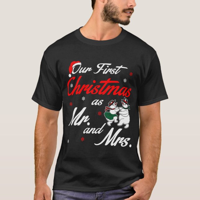 Camiseta Nosso Primeiro Natal Como Sr. E Sra. Tshirt (Frente)
