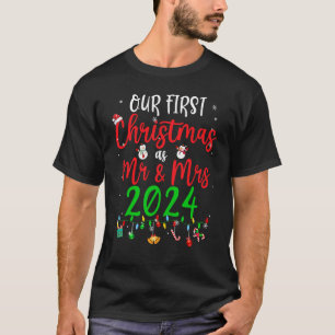 Camiseta Nosso Primeiro Natal Como Sr. Sra. 2024 Feliz Nata