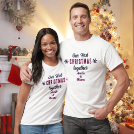 Camiseta Nosso Primeiro Natal Juntos Com Flocos De Neve