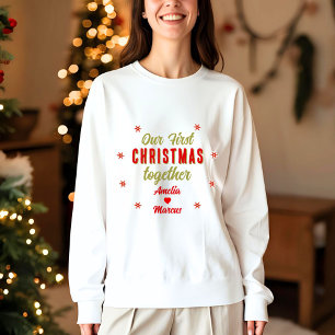 Camiseta Nosso Primeiro Natal Juntos Com Flocos De Neve