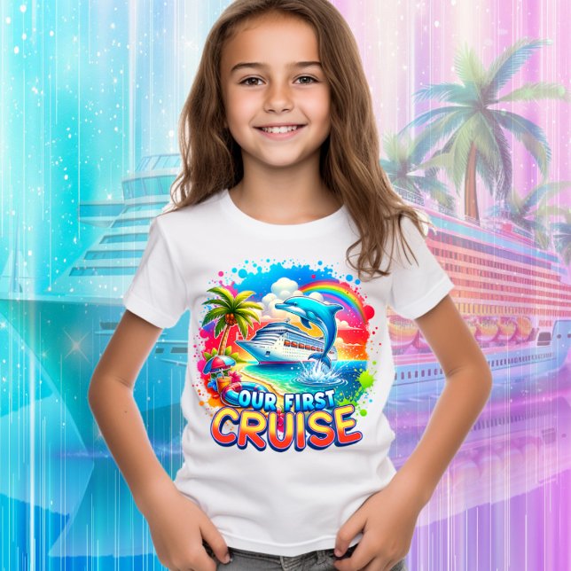 Camiseta Nosso Primeiro Navio Cruzeiro Golfinho Arco-Íris (Criador carregado)