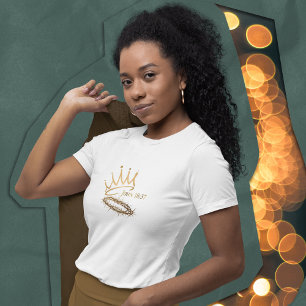 Camiseta NOSSO SAVIOR REI Cristão Natal Branco das Mulheres