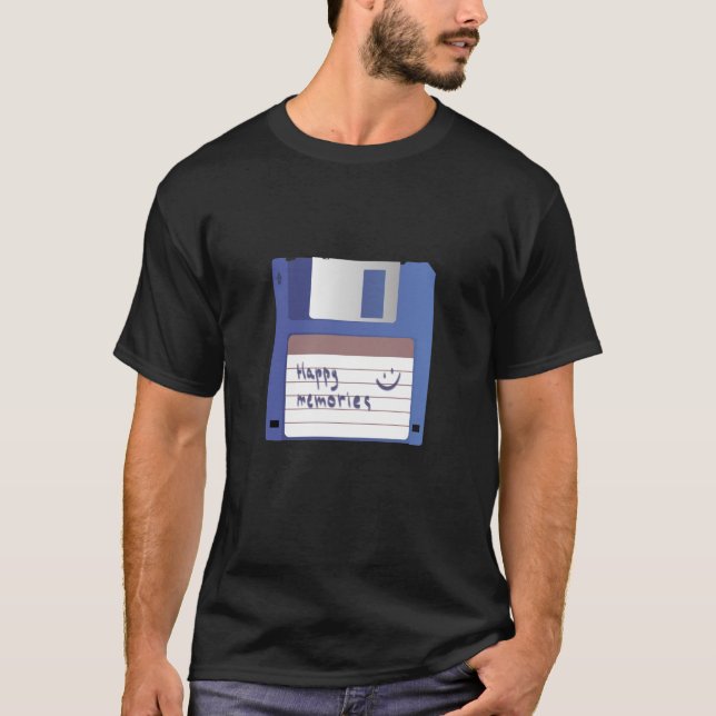 Camiseta Nostalgia de disquete azul (Frente)