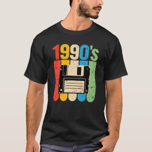 Camiseta nostalgia do computador disquete retrô dos anos 90