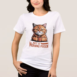 Camiseta Not A Morning Person Grumpy Orange Cat Funny Women