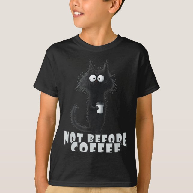Camiseta Not Before Coffee-tee Design – Funny Morning Cat A (Frente)