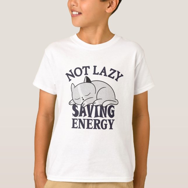 Camiseta Not lazy, Saving Energy Cat (Frente)