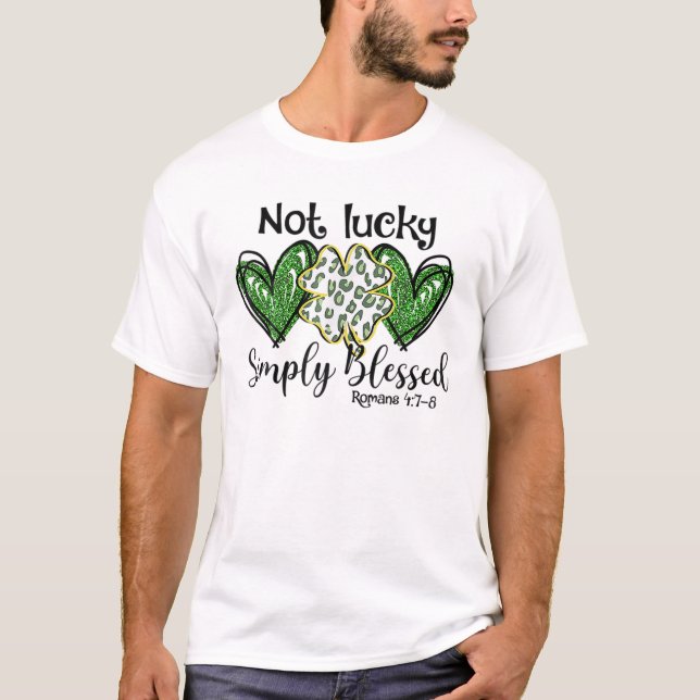 Camiseta Not Lucky Just Blessed Leopard Shamrock St Patrick (Frente)