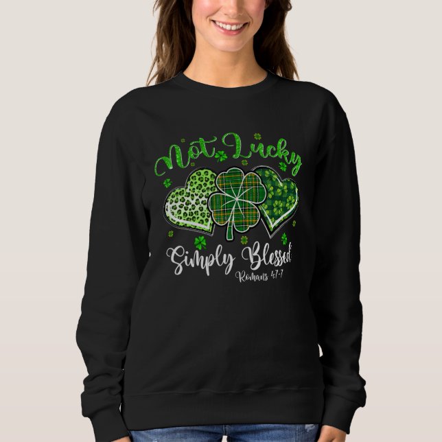 Camiseta Not Lucky Simply Blessed Christian Shamrock St Pat (Frente)