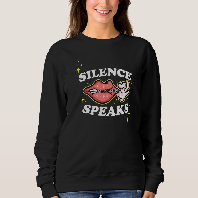 Camiseta Not Speaking Lips Zipped Shut Silence Speaks   (Frente)