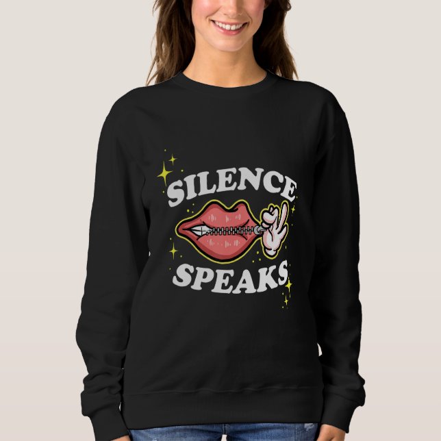 Camiseta Not Speaking Lips Zipped Shut Silence Speaks (Frente)