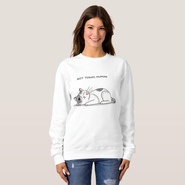 Camiseta Not Today, Human – Funny Lazy Cat Minimalist T-Shi (Frente Completa)