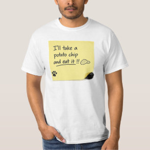 Camiseta Nota Adesiva Engraçada de Cachorro com Batata Frit