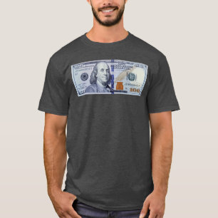 Camiseta Nota de 100 Dólares Dupla Face Homens Meninos Pres
