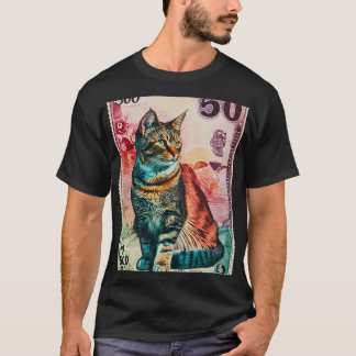 Camiseta Nota de carimbos de gato com uma denominação de 50