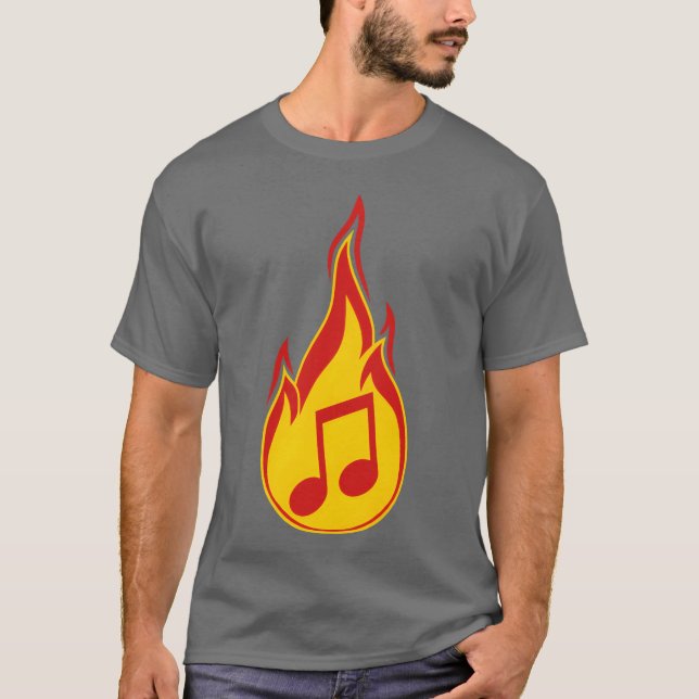 Camiseta nota de música chamas chamas queimar sinal de quei (Frente)