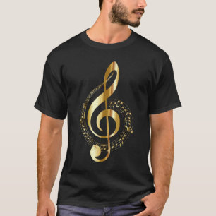 Camiseta Nota de Música Dourada