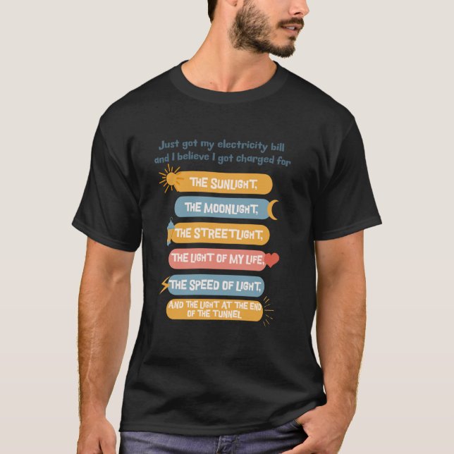 Camiseta Nota de Piada de Lei de Eletricidade Engraçada (Frente)