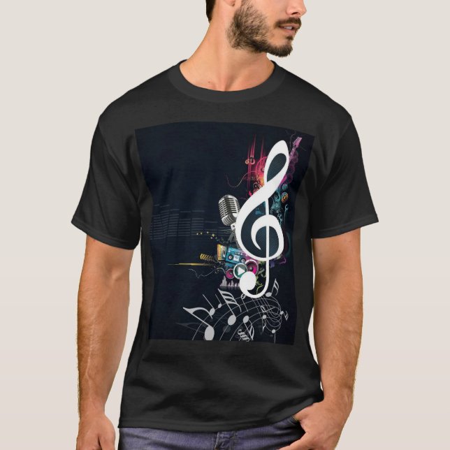 Camiseta Nota do Cleft, microfone e notas da música (Frente)