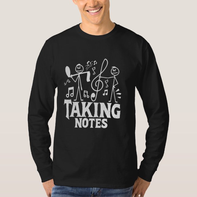 Camiseta Nota Musical Divertida Tomando notas (Frente)
