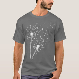 Camiseta Nota Musical Mínima de Dandelion Preta e Branca