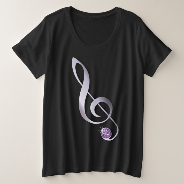 Camiseta Nota sobre Música Rhinestone (Frente do Design)