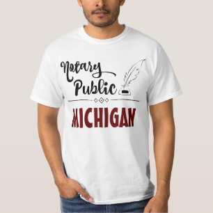 Camiseta Notária Elegante Pública Feather Quill Michigan
