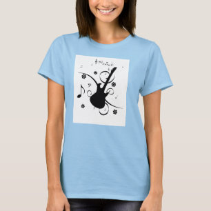 Camiseta Notas brancas superiores da guitarra e da música