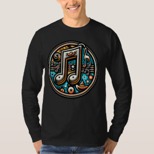 Camiseta Notas Circulares Design Musicais Coloridas Para Mú