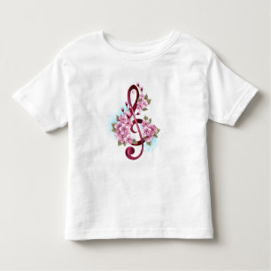 Camiseta Notas de clave de trecho musical com flores de Sak