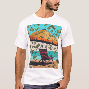 Camiseta notas de dólar chovendo