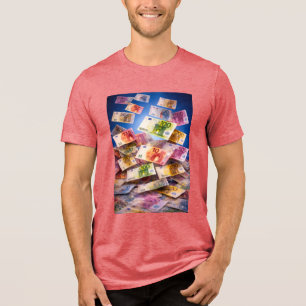 Camiseta Notas de Euro Flutuantes – Chuva de Dinheiro Abstr