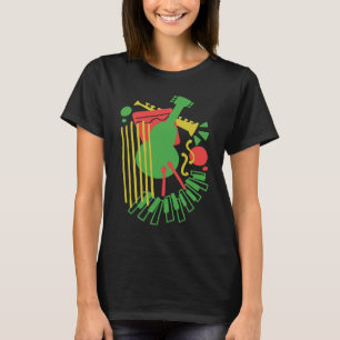 Camiseta notas de instrumentos saxofone de música jazz