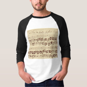 Camiseta Notas de Música Antigas - Folha de Música Bach