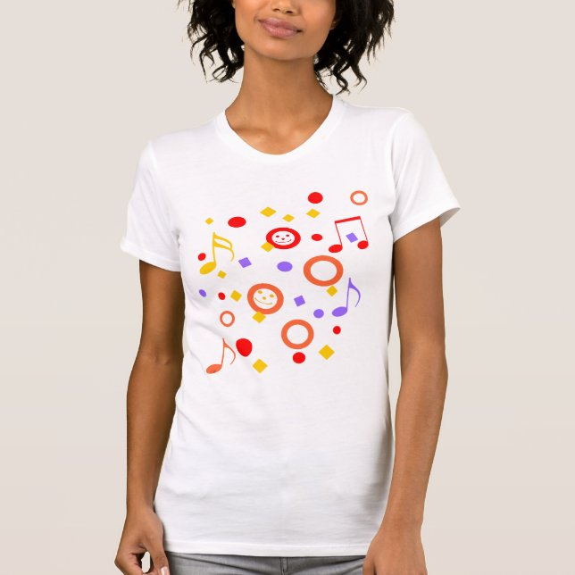 Camiseta Notas de música coloridas (Frente)