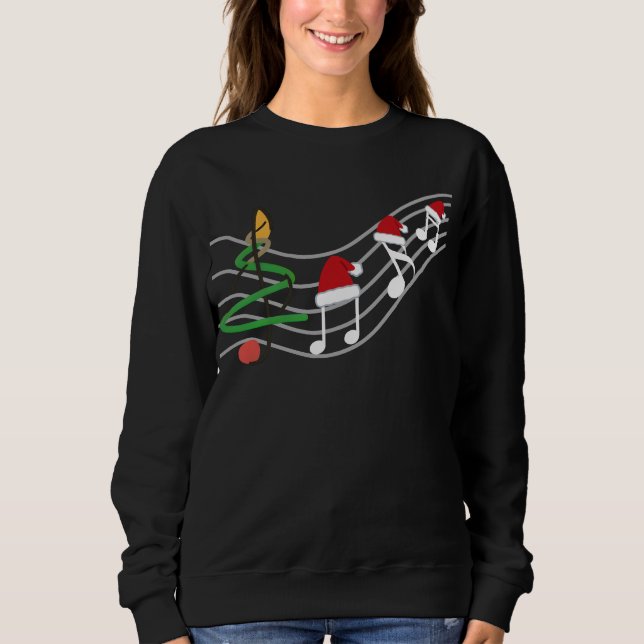 Camiseta Notas de Música de Natal Santa Hat Treble Clef (Frente)