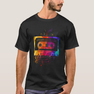 Camiseta Notas de música do Retro anos 80 90 Misturas de fi