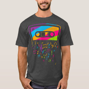Camiseta Notas de música do Retro Vintage anos 80 90 e fita