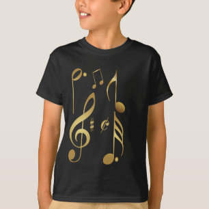 Camiseta Notas de Música Dourada Metálica