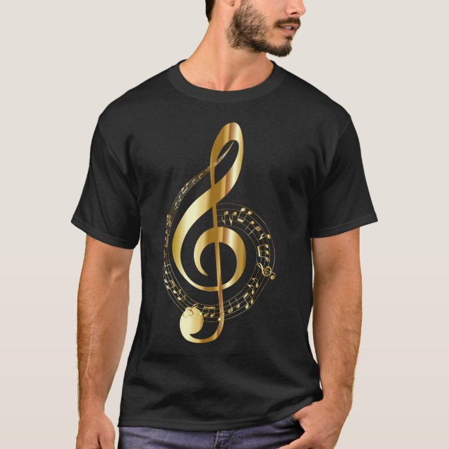 Camiseta Notas de música Douradas (Frente)