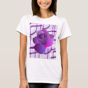Camiseta Notas de música roxas Rosa de púrpura Topo
