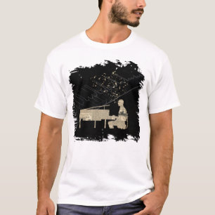 Camiseta Notas de músicas do piano do Jornal Vintage