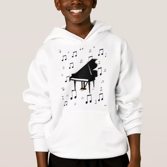 Camiseta Notas do piano de cauda e da música (Frente)