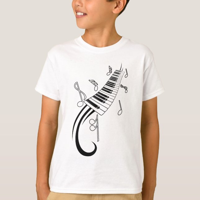 Camiseta Notas do piano e da música (Frente)